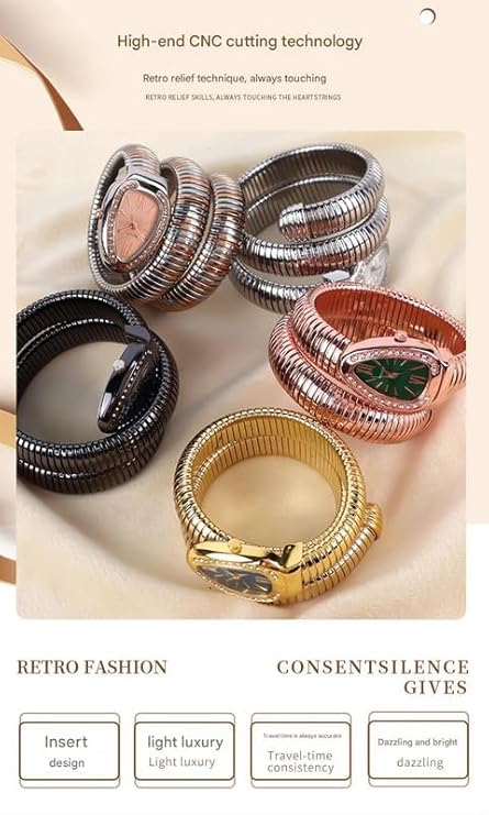 51F251ys88L._SY741.jpg Ladies Snake Bracelet Fashion Watch #1012 - Image 4