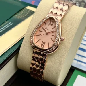Branded Analog Watch With Rose Gold Metal Case Strap Rose Dial