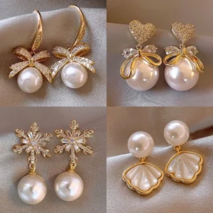 luxury pearl & crystal earring collection – 4 elegant designs